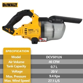 DeWalt-Cordless-Vacuum-DCV501LN-Industrial-Construction-Dry-Household-Hand-Vacuum-cleaner-20V-Rechargeable-Lithium-Power-Tools-1